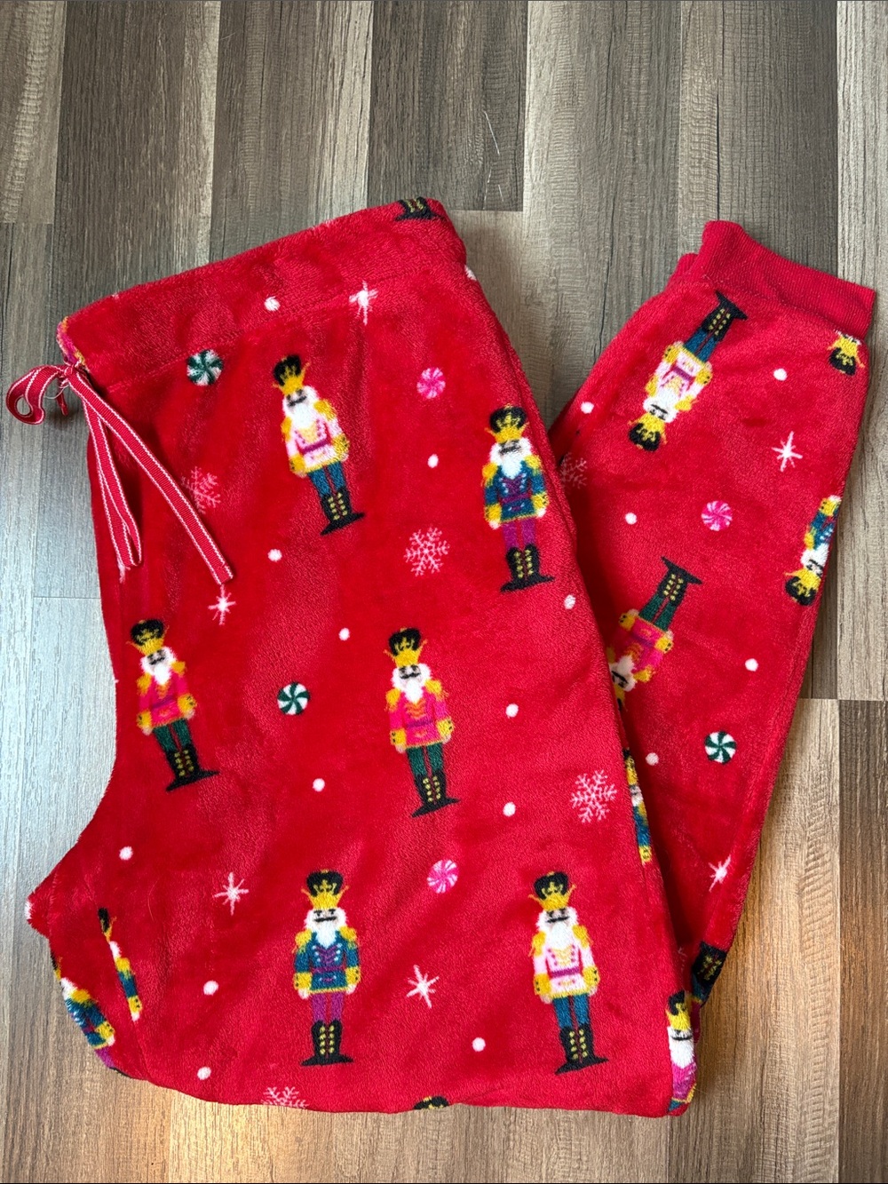 Joyspun XL Red Nutcracker Fuzzy Pajama Pants